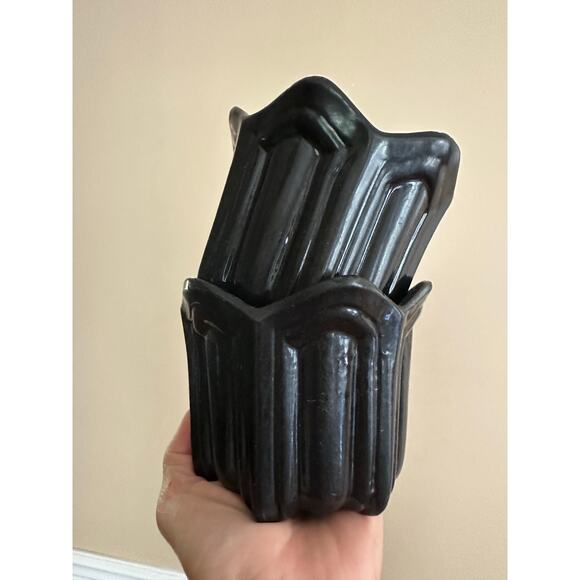 2 Vintage BON CHEF Fluted Pewter BLACK Individual Baking Serving Cups Bowls pair - Picture 13 of 16